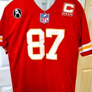 T Swiftie KC 87 Football Jersey With Theme (LOVER) Necklace Red/white Size L